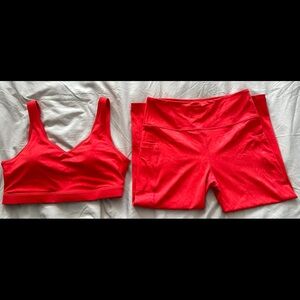 Zyia Red Flower Sports Bra and Legging set